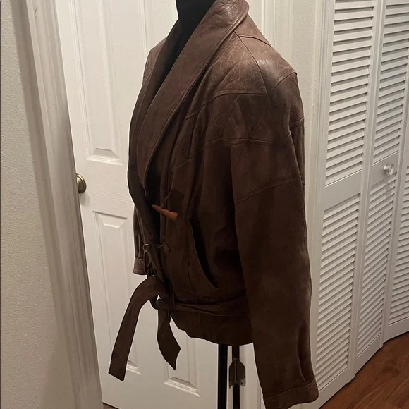 Wilsons Leather Adventure Bound Brown Leather Military Bomber Jacket